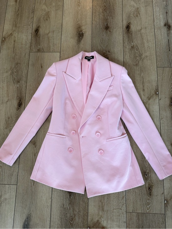 Express Jackets & Blazers - Express Women's Double-Breasted Pink Blazer Suiting w/ Shoulder Pads XS